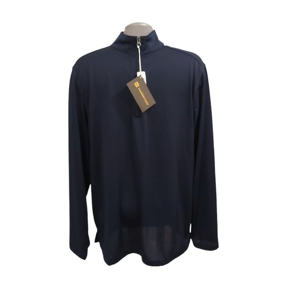 Harriton M748 Men Large Advantage Snag Protection Quarter-Zip Navy Golf Shirt